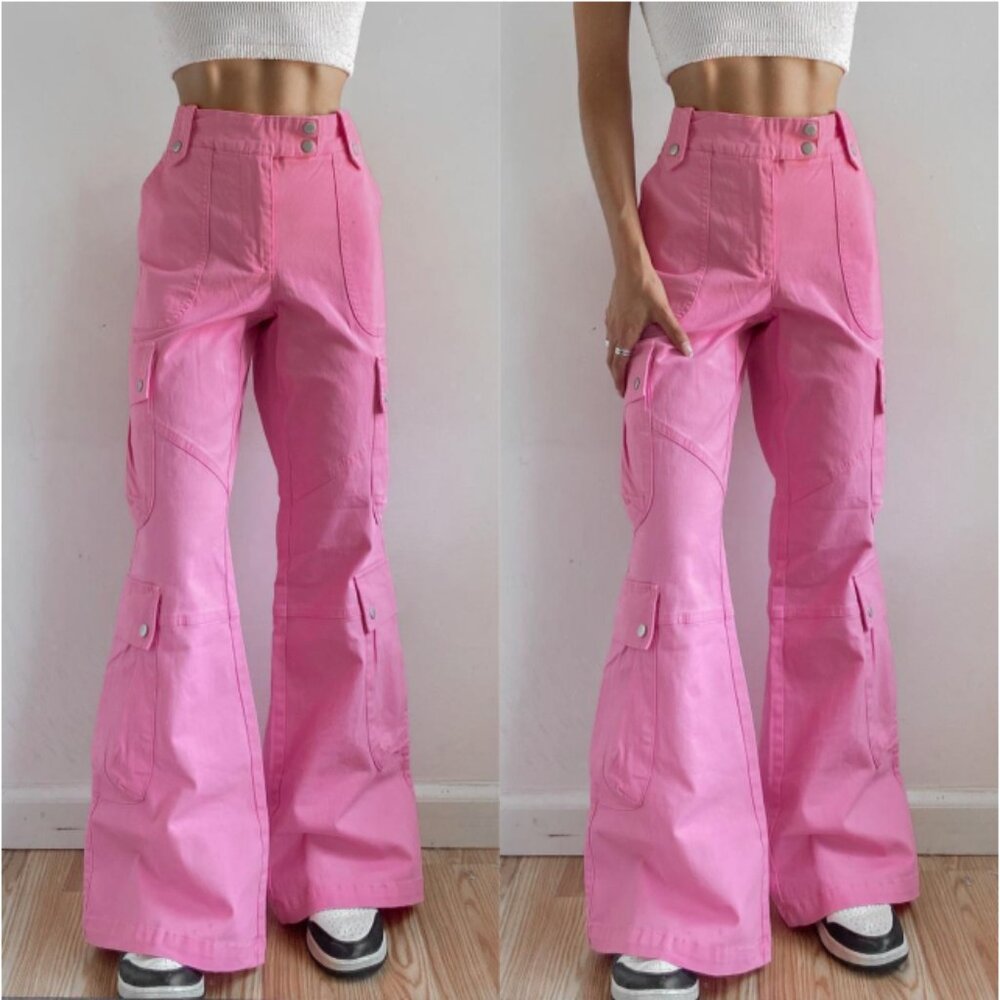 BDG - Hot Pink Cargo Flare Pants - Size 6
